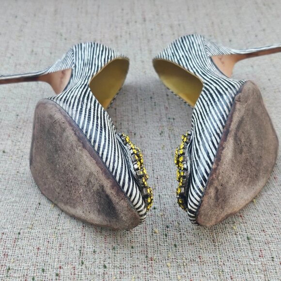 Manolo Blahnik Women Heels Sandal Crystal-embellished Pumps Shoes Italy Size 35 - Picture 9 of 12